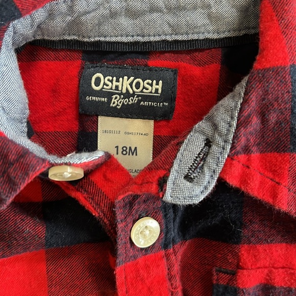 18M Oshkosh flannel shirt and overalls bundle - Picture 5 of 9